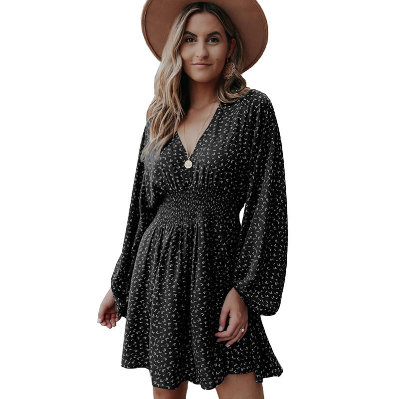 Vestido Dot midi, cuello en V