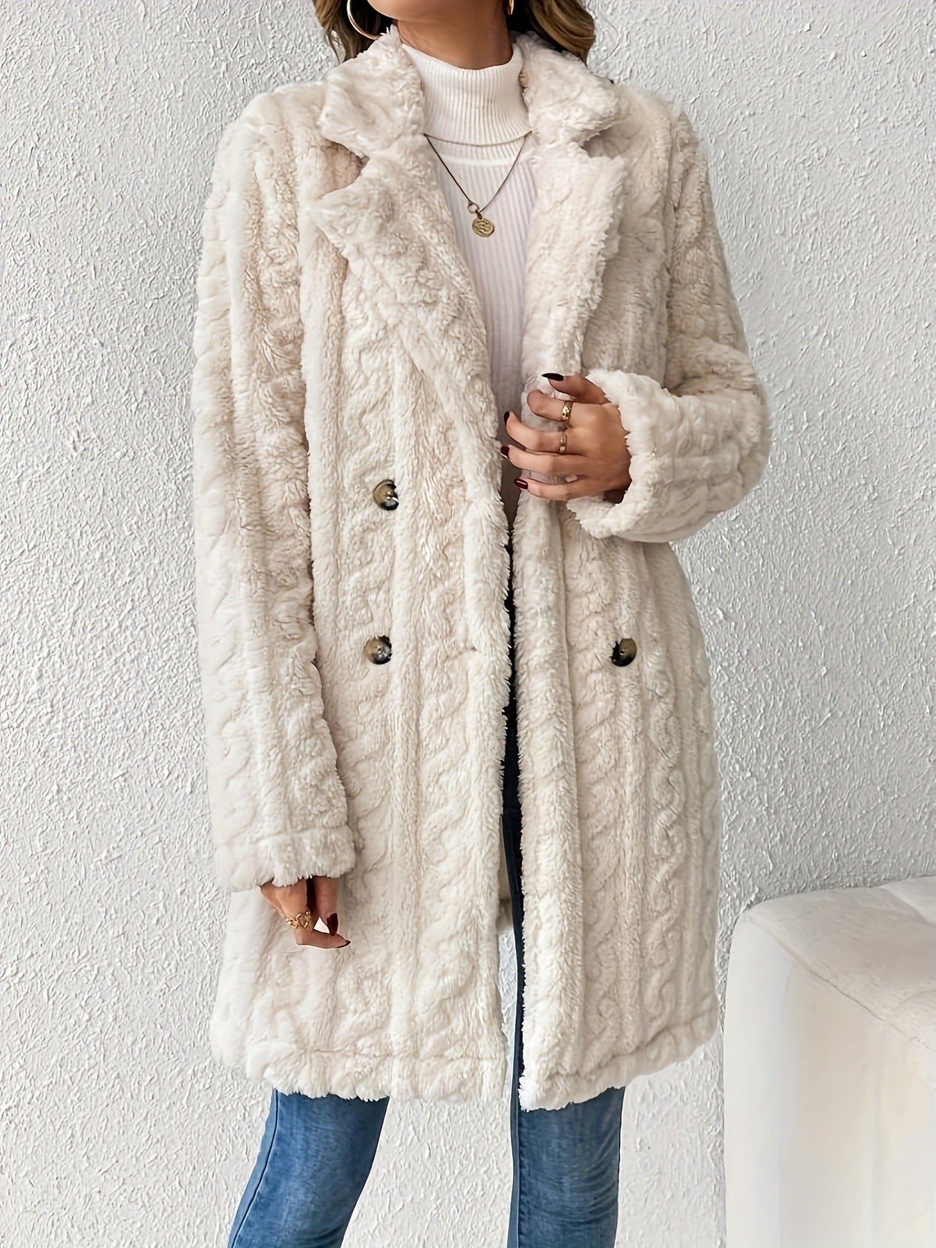 Cardigan de Peluche Doble Faz con Textura Twist